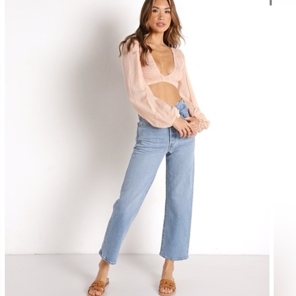 Indah Biru Solid Ruched Long Sleeve in Petal Size M/L $128 - Picture 2 of 8